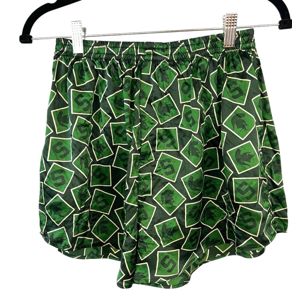 Merge Left Vintage 100% Silk Shorts Collegiate -  Michigan State University